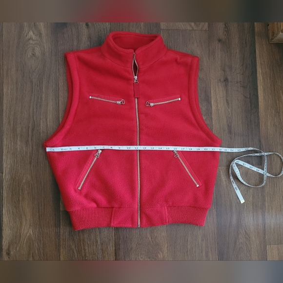 90s Liz Claiborne zipper detailed full zip fleece vest Women's large true red - Picture 6 of 7